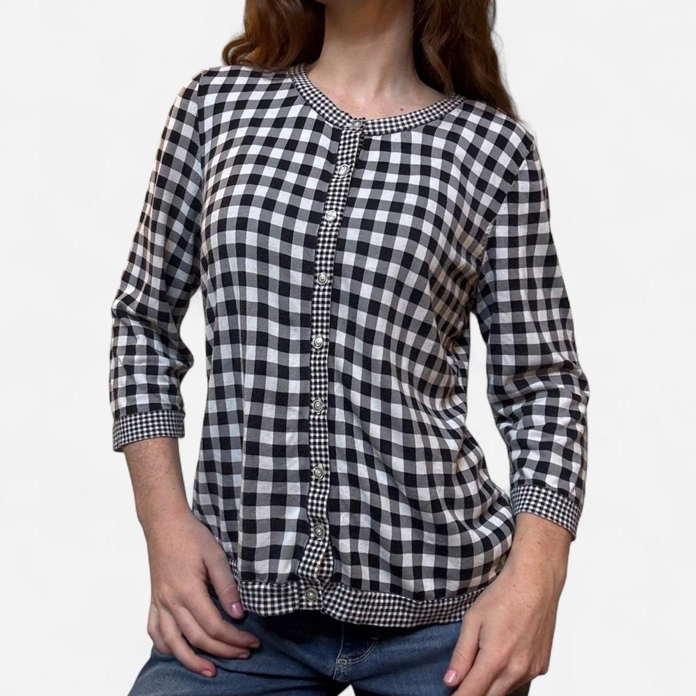 Talbots Black and White Gingham cardigan